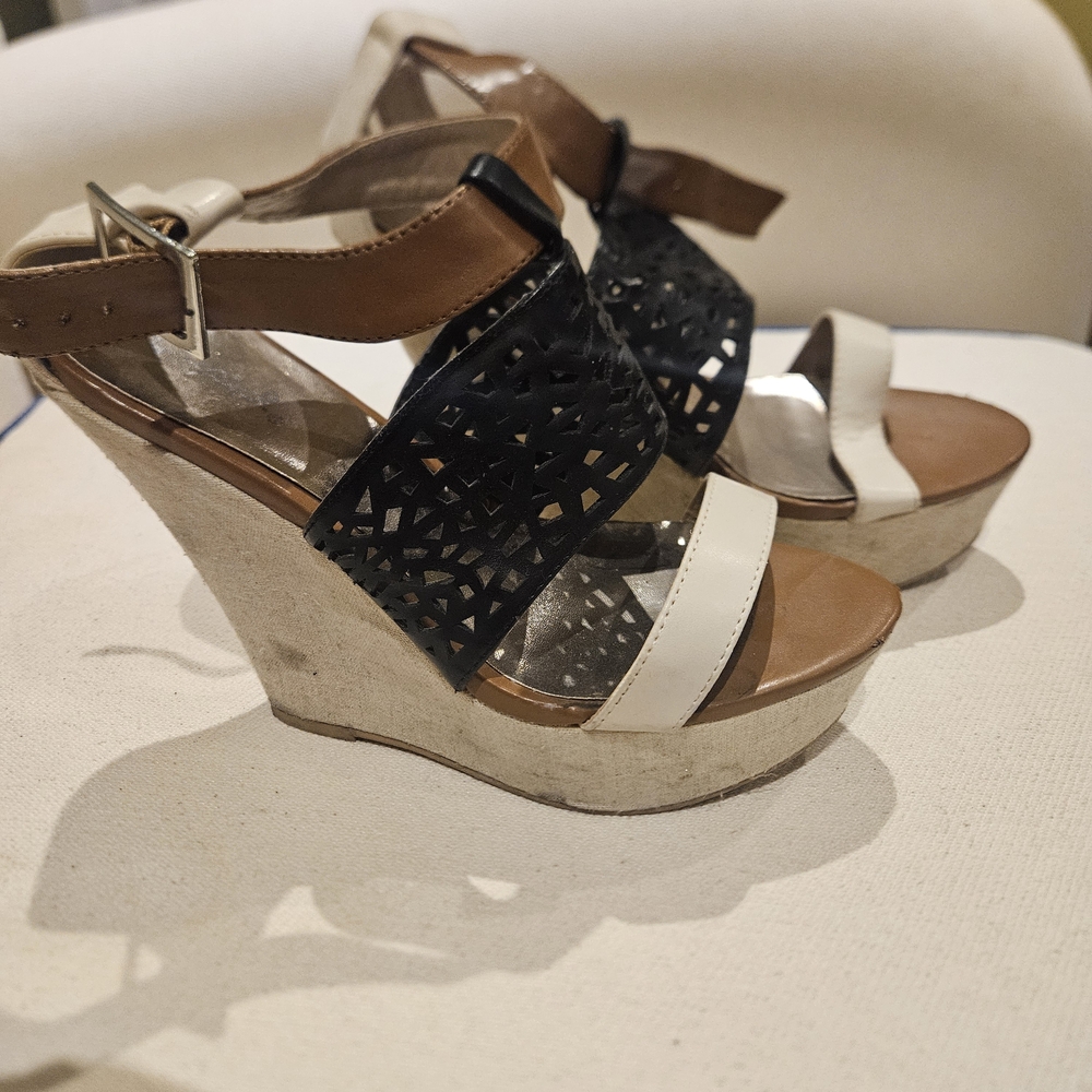Call It Spring Black and Brown Platform Sandals